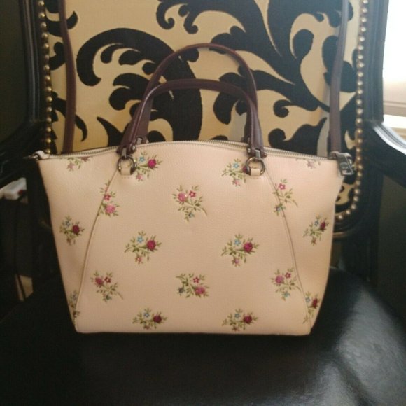 🌹🥀HTF🥀🌹NeW COACH CROSS STITCH FLORAL PRAIRIE ROSE SATCHEL HANDBAG F22829 - Picture 6 of 15